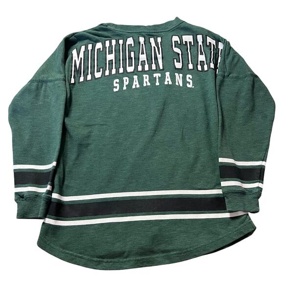 Vintage Y2K Michigan State Spartans Stripe Graphic Jersey Longsleeve Green M - Picture 1 of 4